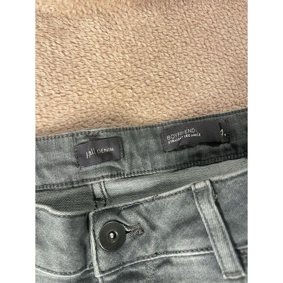 J Jill Denim Boyfriend Straight Leg Ankle Gray Washed Jeans Stretch Waist Sz 14 - Picture 2 of 6